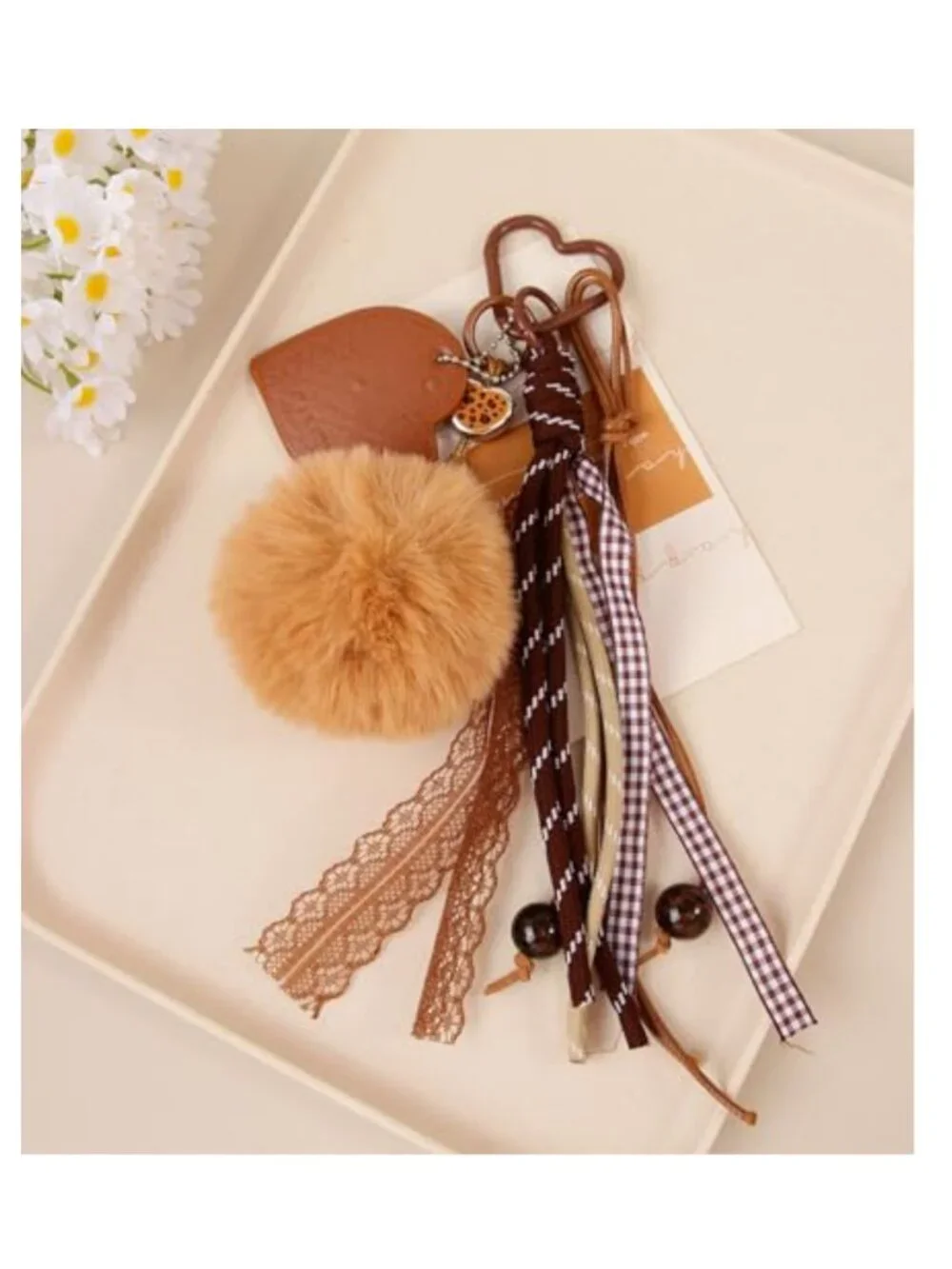 Kawaii Plush Beaded Bag Charms, Adorable Handbag Accessories with Clasp